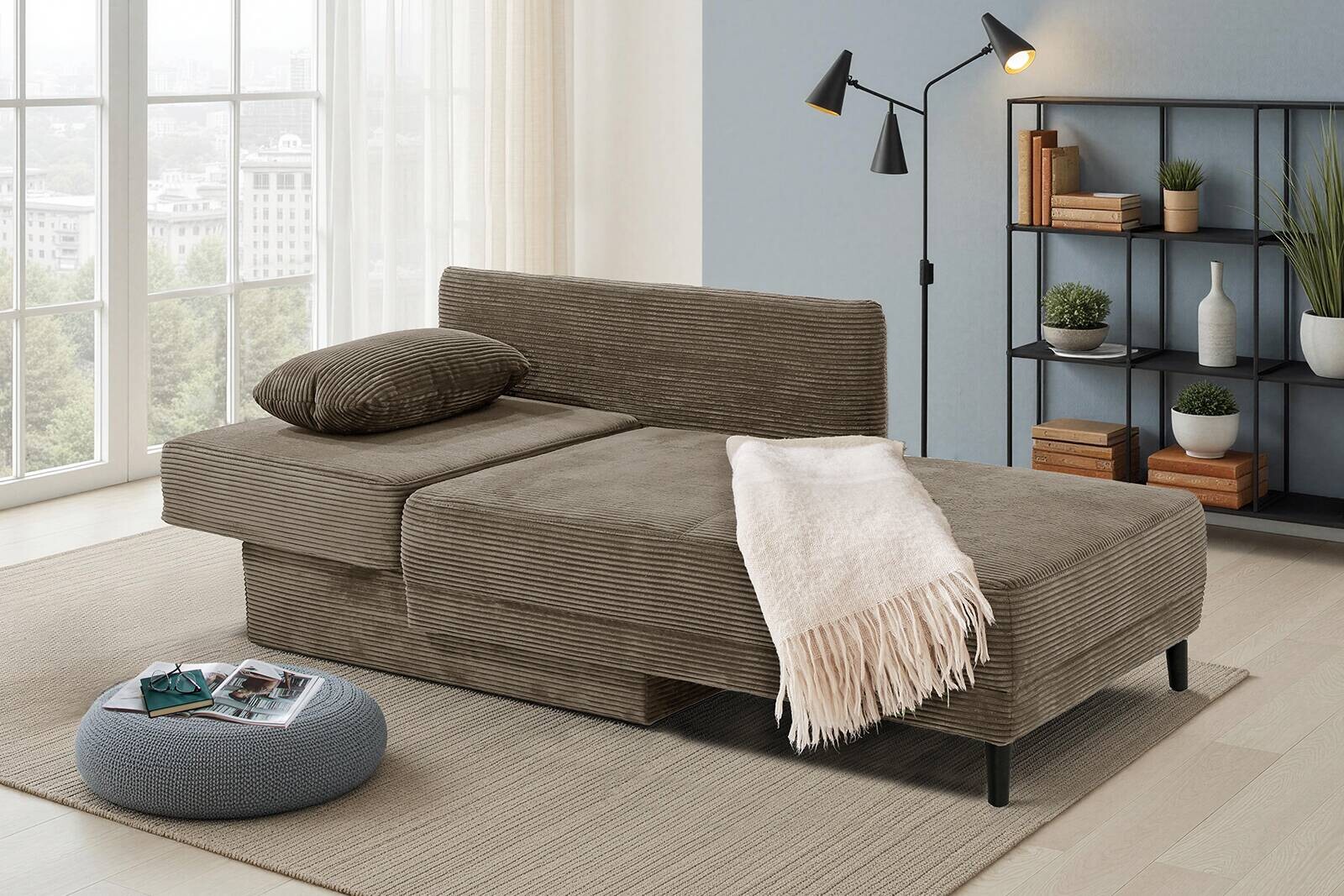 Recamiere taupe Microfaser B/H/T: ca. 155x81x73 cm