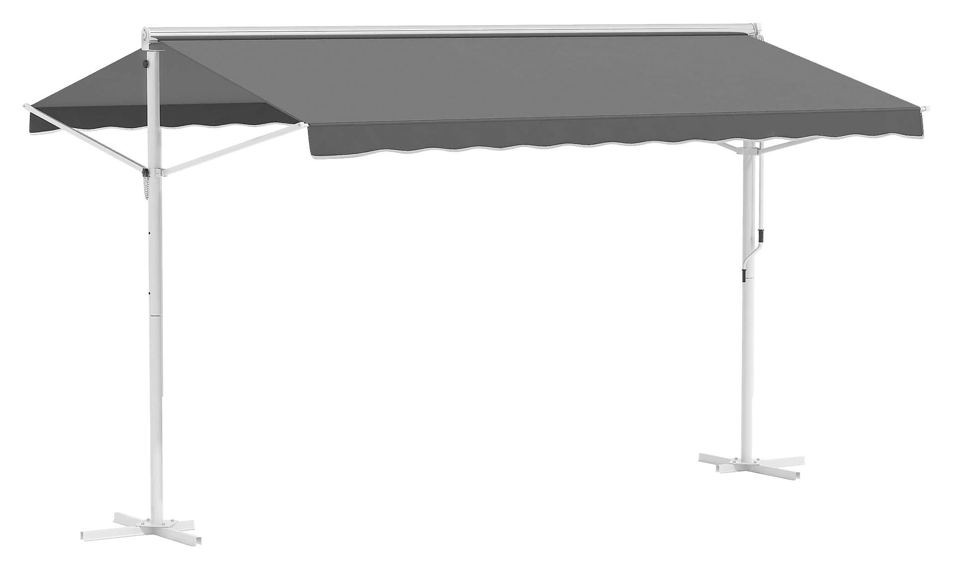 Outsunny Standmarkise mit Faltarm grau Metall B/H/L: ca. 298x255x395 cm