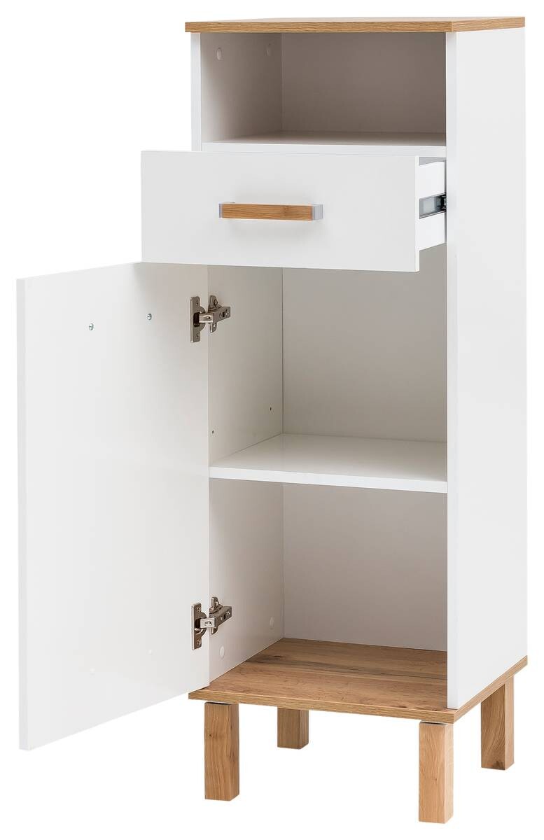 Midischrank Padua weiß glanz Eiche Landhaus Nachbildung B/H/T: ca. 40,4x114,5x35 cm