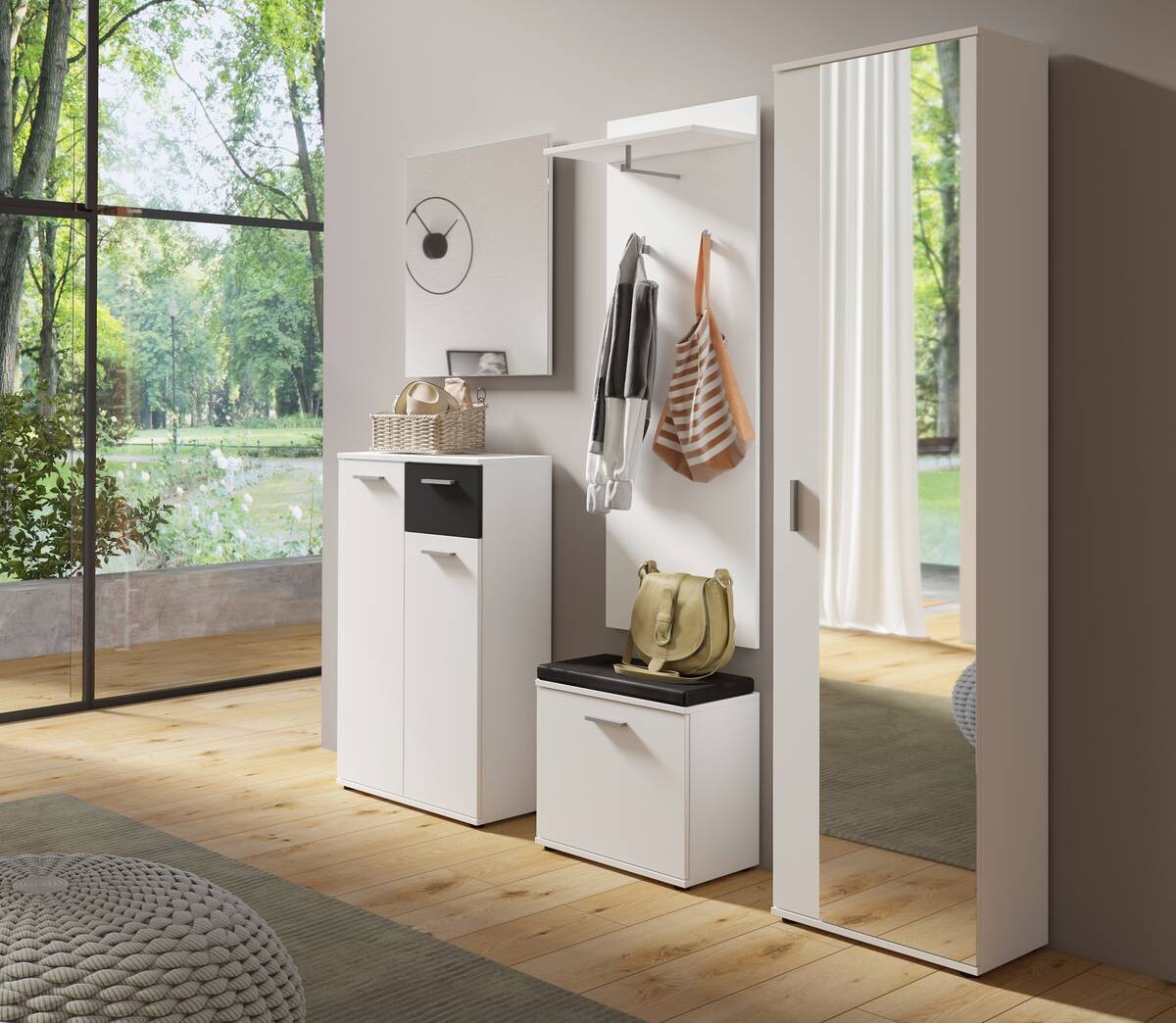 Schuhkommode JAKOB weiß schwarz B/H/T: ca. 60x102x30 cm