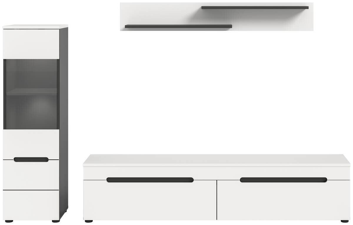 Wohnwand Canu basaltgrau weiß B/H/T: ca. 221x141x33 cm