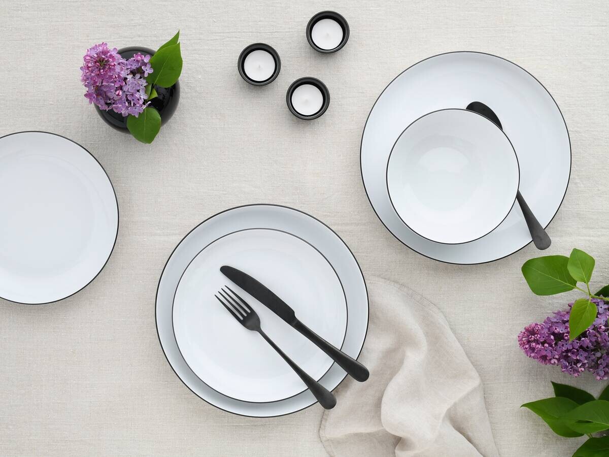 CreaTable Teller-Set Allround Black Line weiß Porzellan