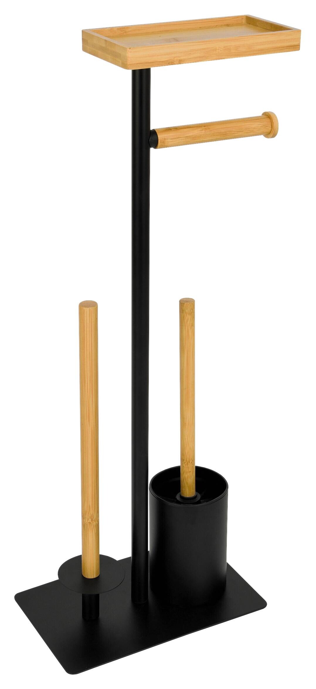 POCOline Stand-WC-Garnitur Nordic Black schwarz hellbraun Edelstahl