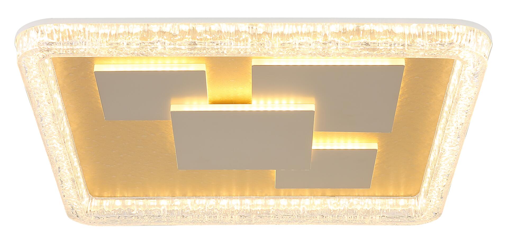 GLOBO LED-Deckenleuchte gold klar weiß Metall Kunststoff B/H/L: ca. 48,8x7x48,8 cm 1 Brennstellen