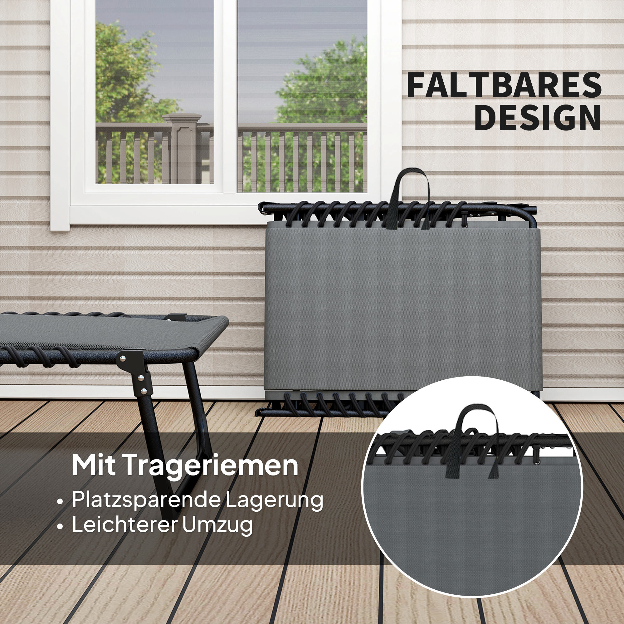 Outsunny Sonnenliege dunkelgrau Stahl B/H/L: ca. 68x36x189 cm