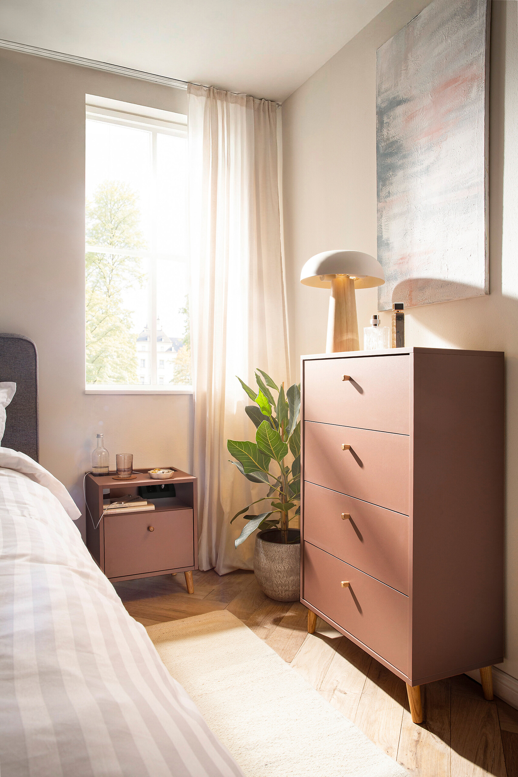 Nachtkonsole Bjarne mauve B/H/T: ca. 40,2x50,1x32,7 cm