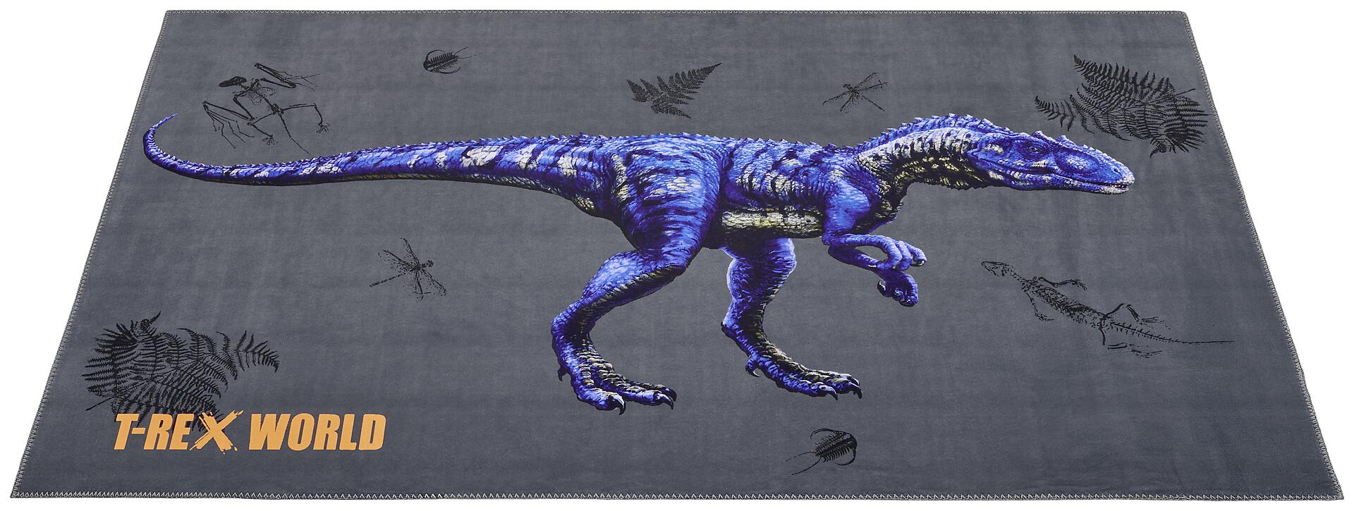 T-Rex World Kinderteppich blau B/L: ca. 100x160 cm