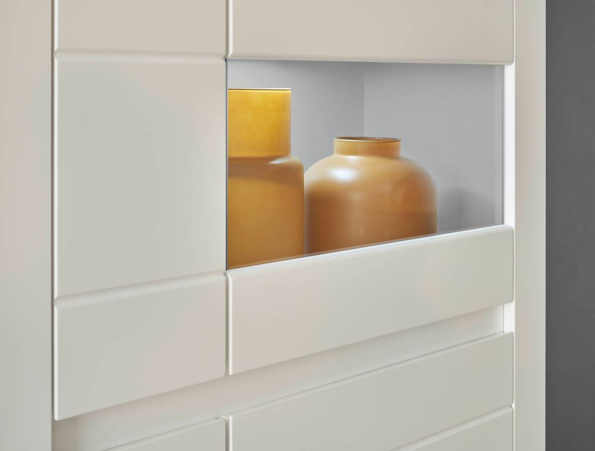 Vitrine Chester weiß matt B/H/T: ca. 85x198x35 cm