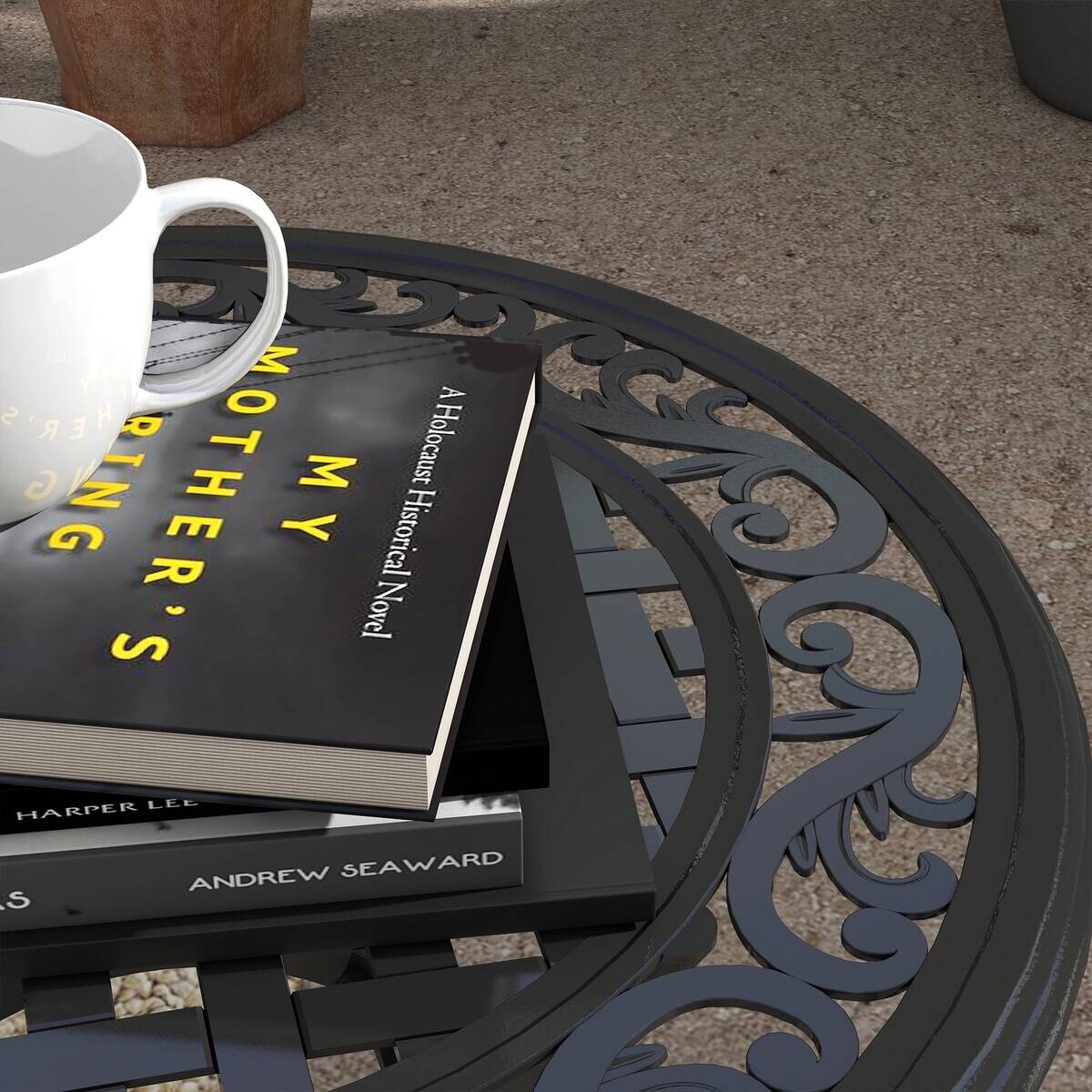 Outsunny Gartentisch schwarz Aluminium B/H/L: ca. 60x60x53 cm