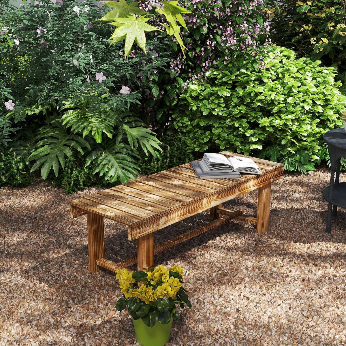 Outsunny Gartenbank braun Holz B/H/L: ca. 38x35x110 cm