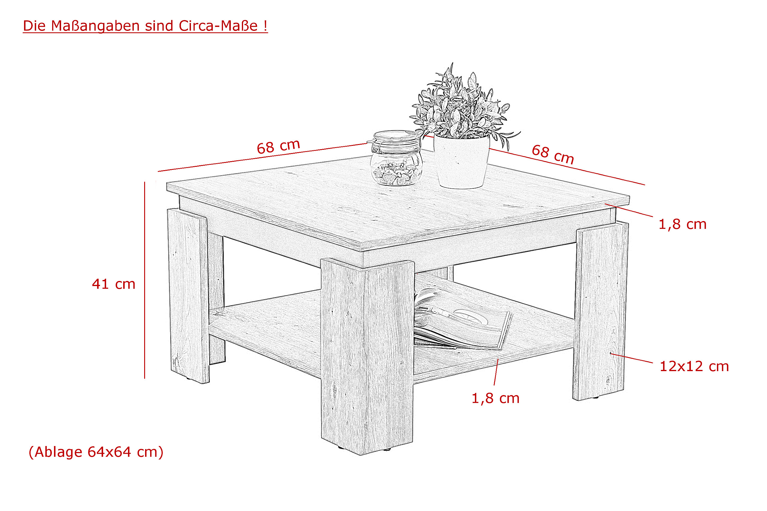 Hela Couchtisch Tim III Beton anthrazit Holzwerkstoff B/H/T: ca. 86x41x68 cm