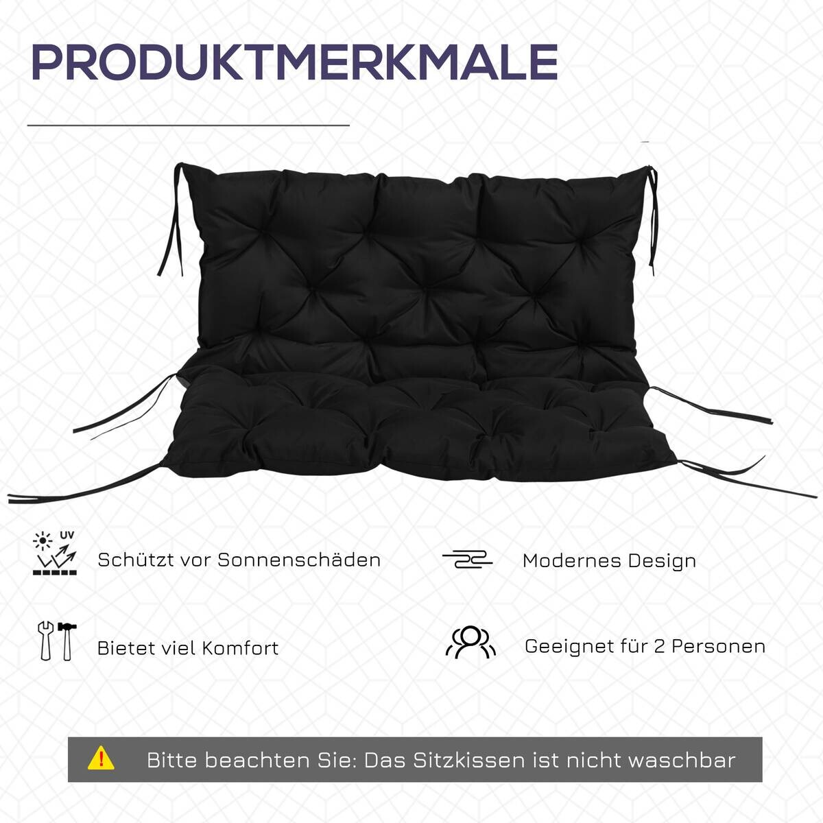 Outsunny Bankauflage schwarz Schaumstoff B/H/L: ca. 98x8x100 cm