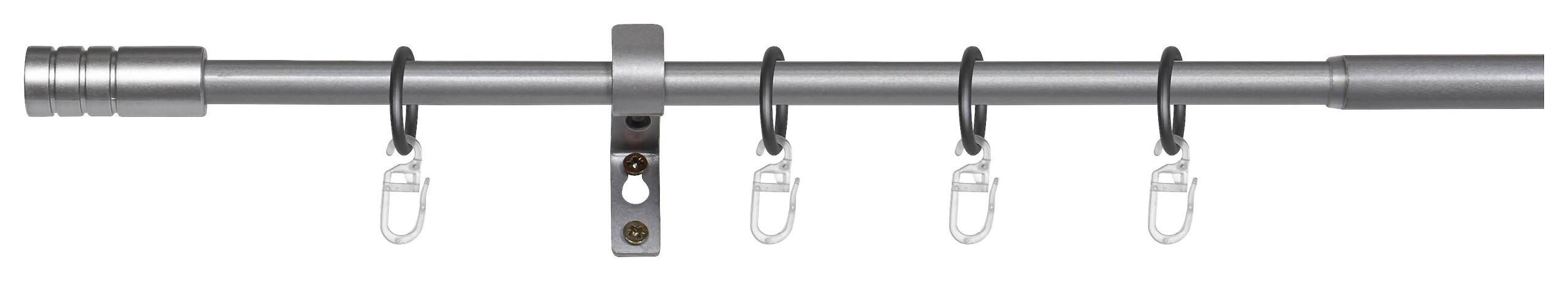 Gardinenstange silber Metall ausziehbar von ca. 120 bis 210 cm 1.0 Läufe