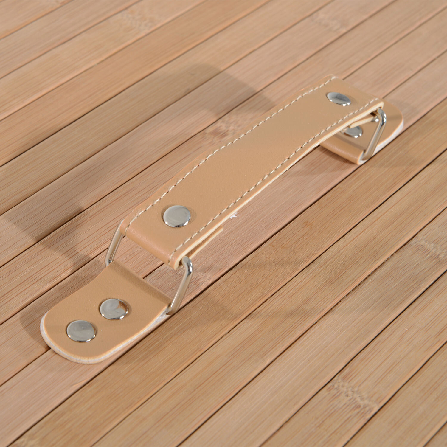 HOMCOM Wäschekorb mit 2 Tragegriffen natur Bambus Stoff Kunststoff B/H/L: ca. 32x63x52 cm