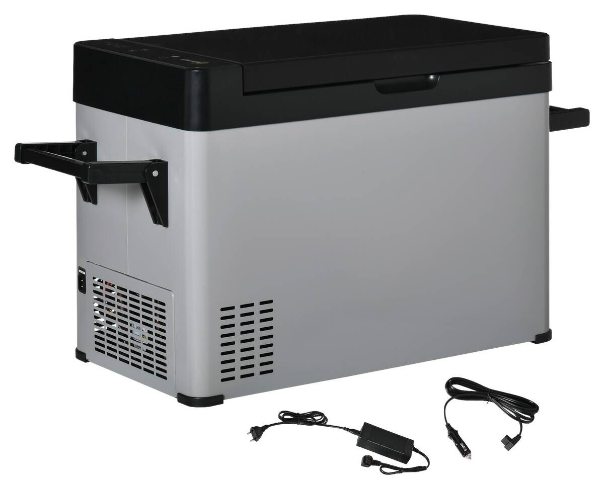 Outsunny Kühlbox schwarz grau Glas Polypropylen Edelstahl B/H/L: ca. 36x75x49,5 cm