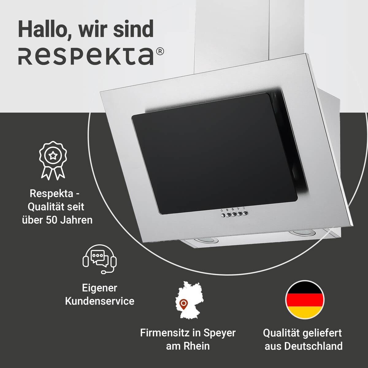 Respekta Dunstabzugshaube CH2060SBM Edelstahl B/H/T: ca. 60x74,3x31,3 cm