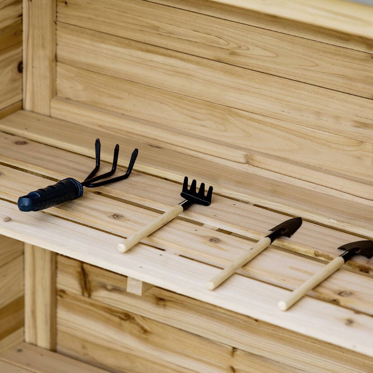 Outsunny Gartenschrank natur Holz B/H/T: ca. 83x92x40 cm