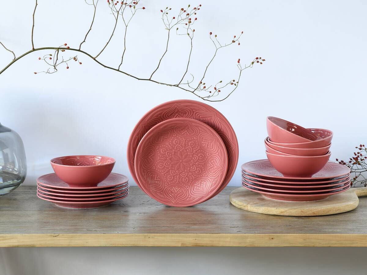 CreaTable Tafelservice Orient Mandala rot Porzellan 18 tlg.
