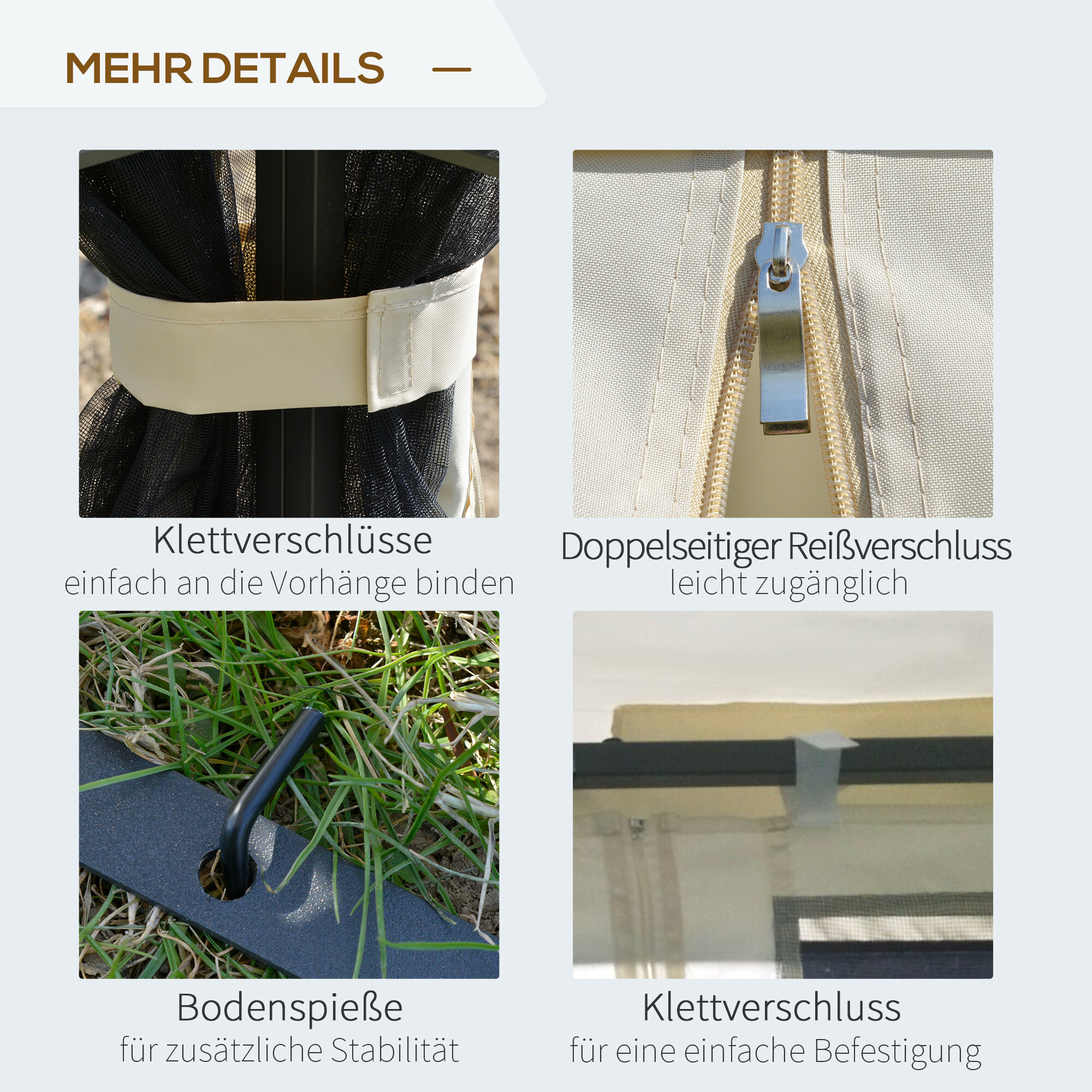 Outsunny Pavillon mit Doppeldach beige Metall B/H/L: ca. 299x274x299 cm