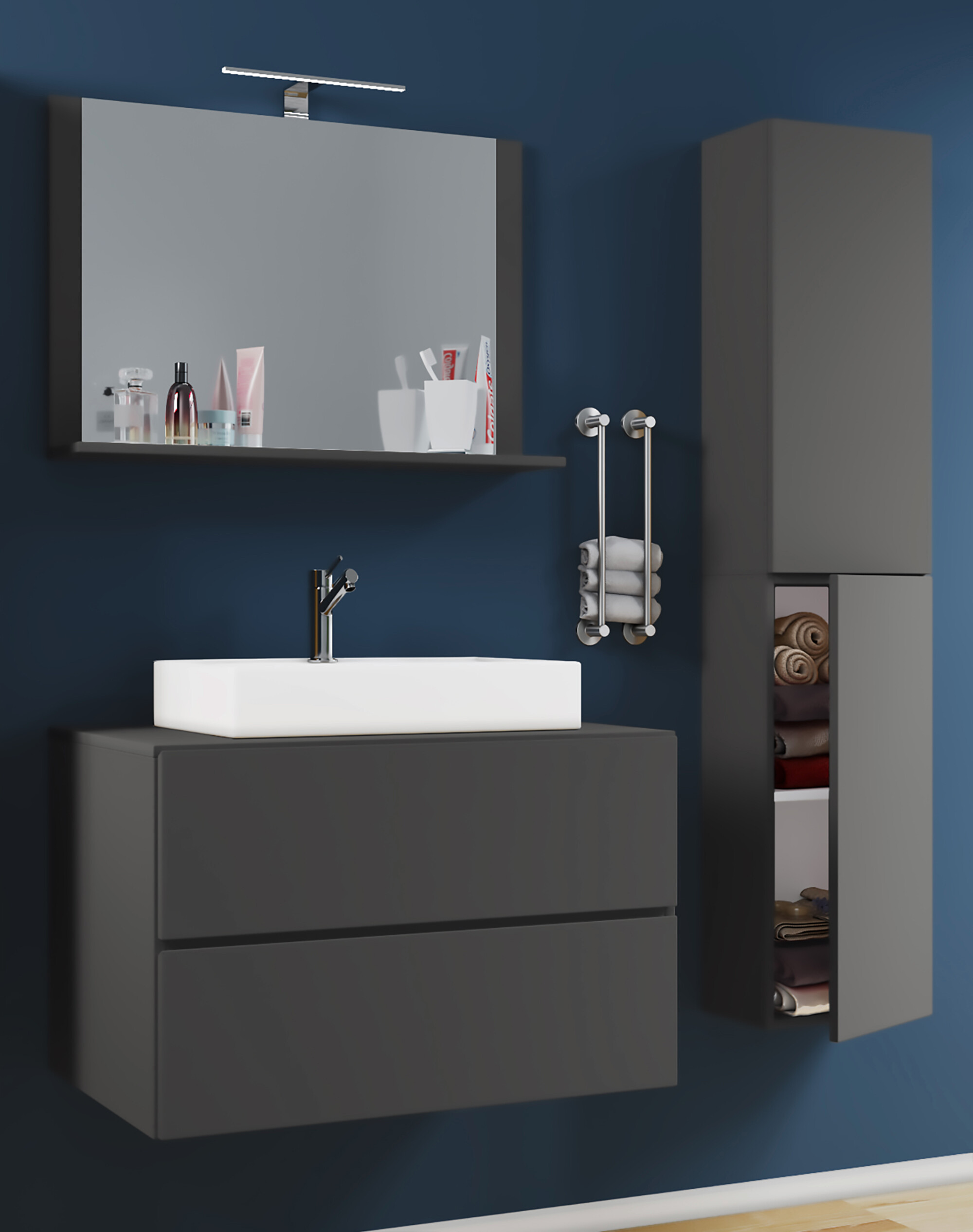 Waschplatz 4tlg-Lendas anthrazit weiß B/H/T: ca. 80x52x52 cm Waschplatz 4tlg-Lendas anthrazit weiß B/H/T: ca. 80x52x52 cm