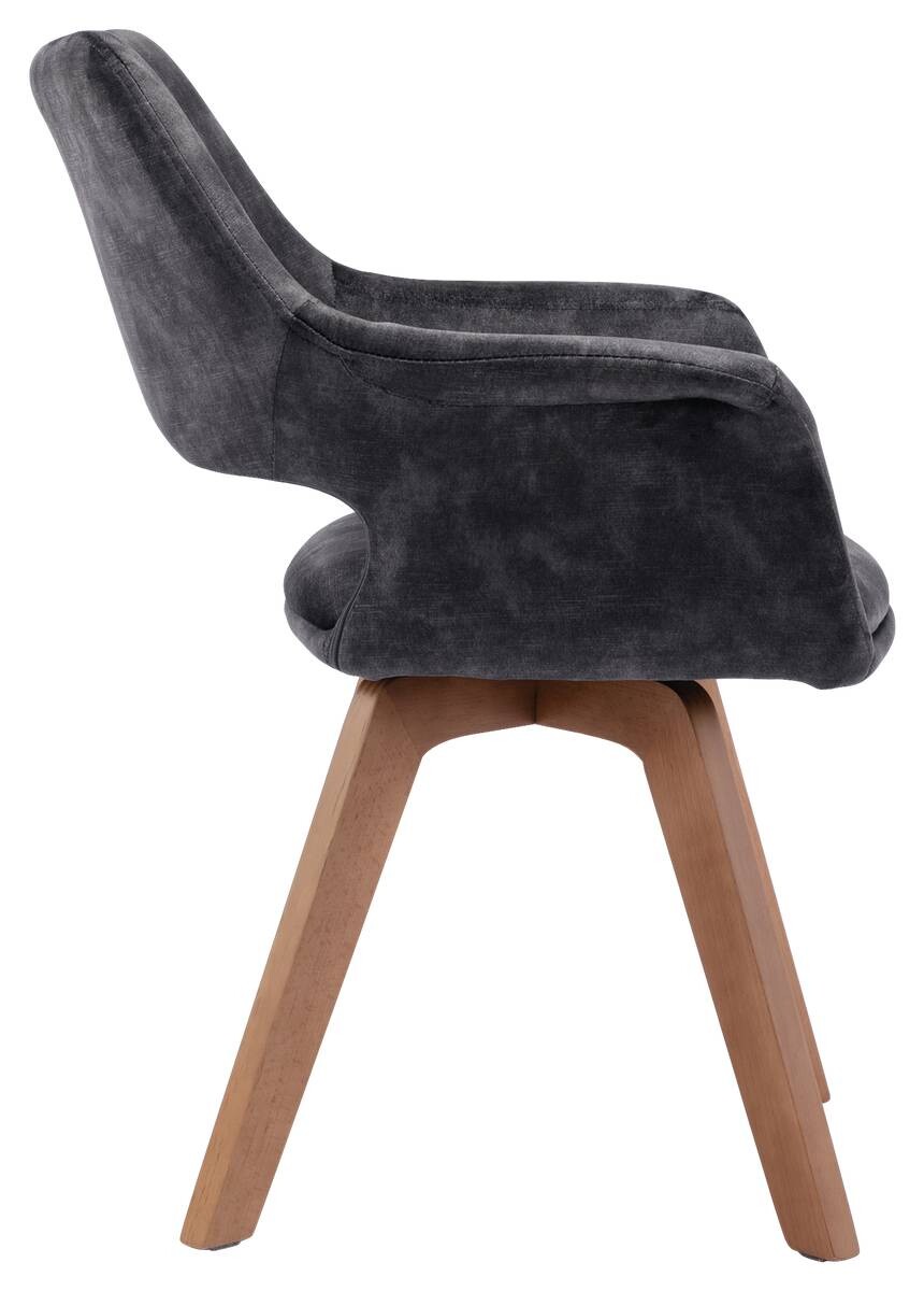 Stuhl KLARA 2er-Set anthrazit Vintage Samt Holz B/H/T: ca. 52x89x63,5 cm