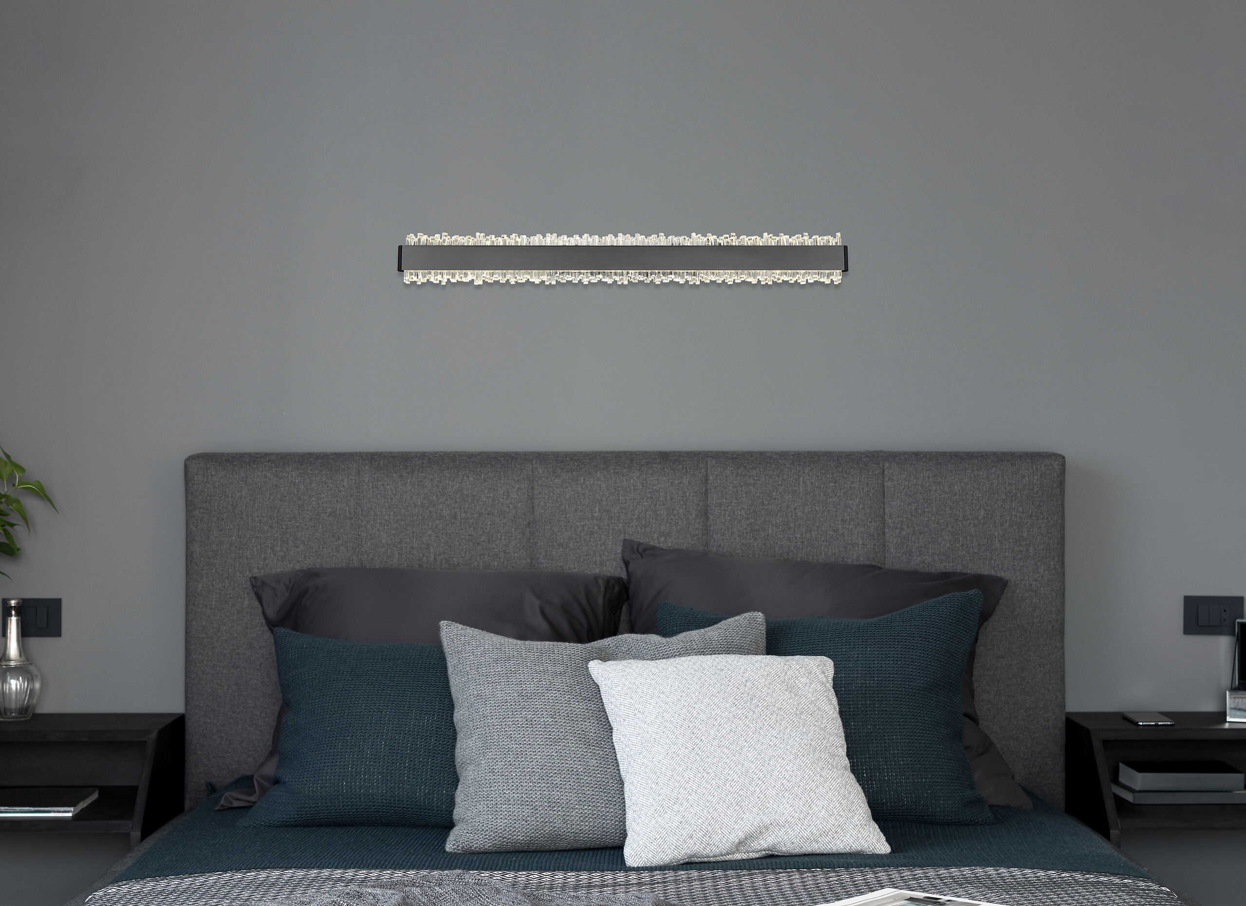 GLOBO Wandleuchte schwarz grau Aluminium Metall B/H/L: ca. 6,5x76,5x14,5 cm