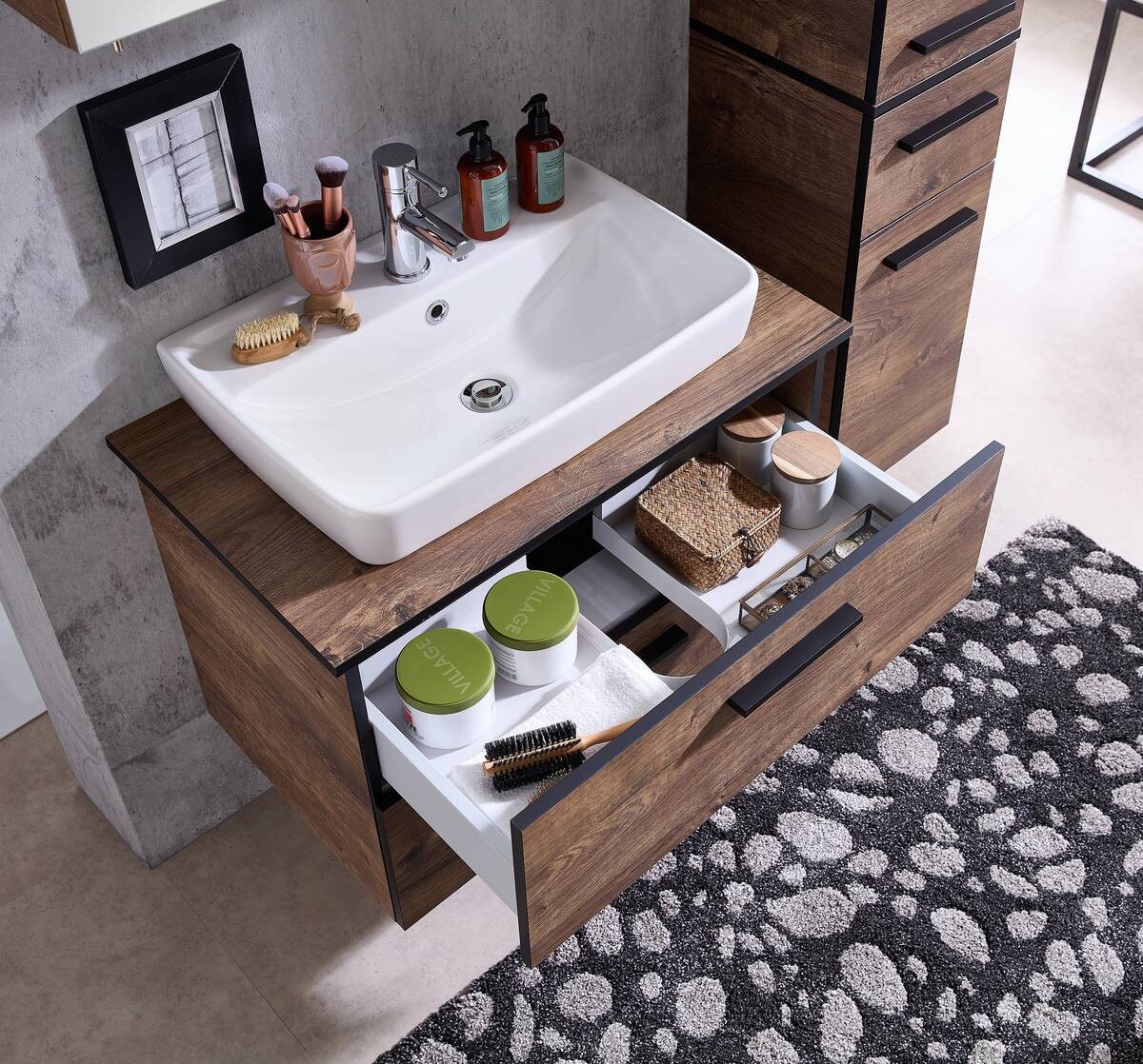 Badezimmer-Set Quickset 374 Eiche Ribeck Nachbildung B/H/T: ca. 75x200x44,5 cm