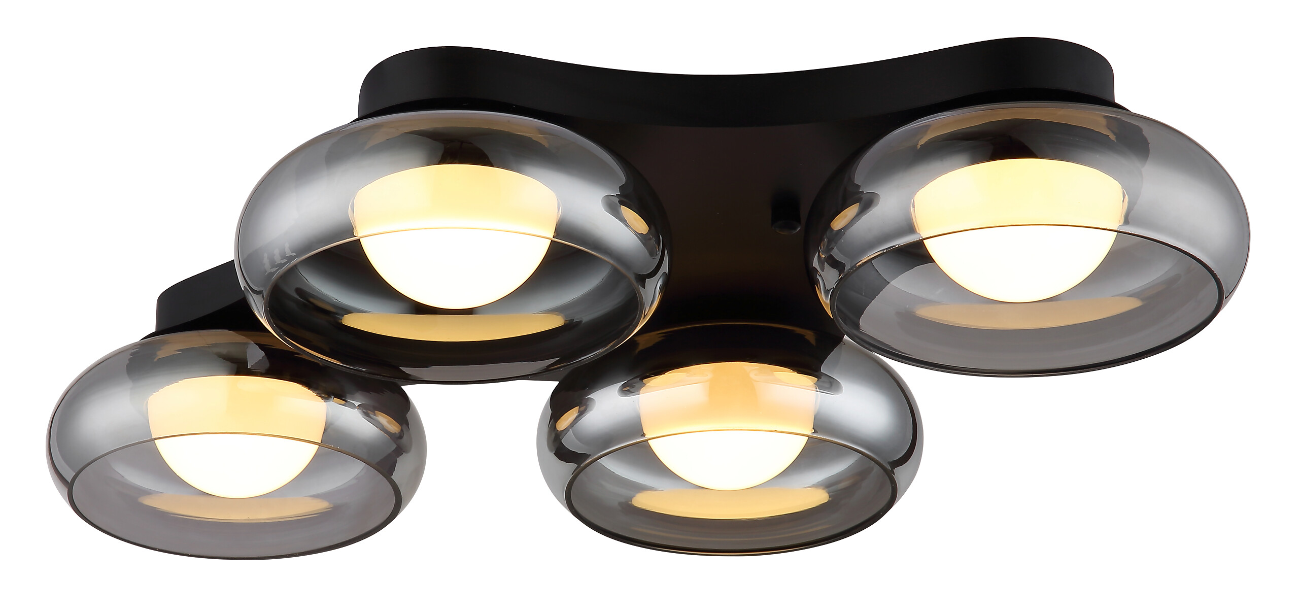 GLOBO Deckenleuchte Opal Rauch schwarz Metall Glas Acryl B/H/L: ca. 46x10x65 cm 1 Brennstellen