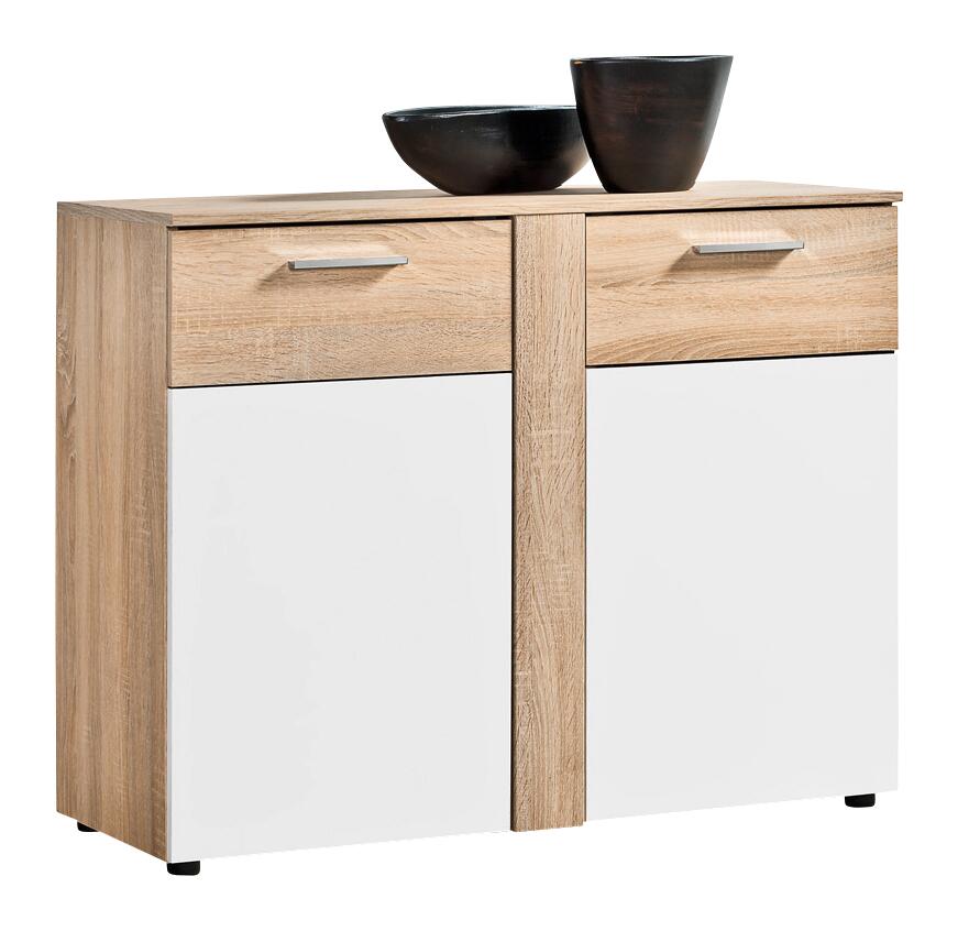 Kommode Trentino Eiche Sonoma Nachbildung weiß B/H/T: ca. 100x81x40 cm