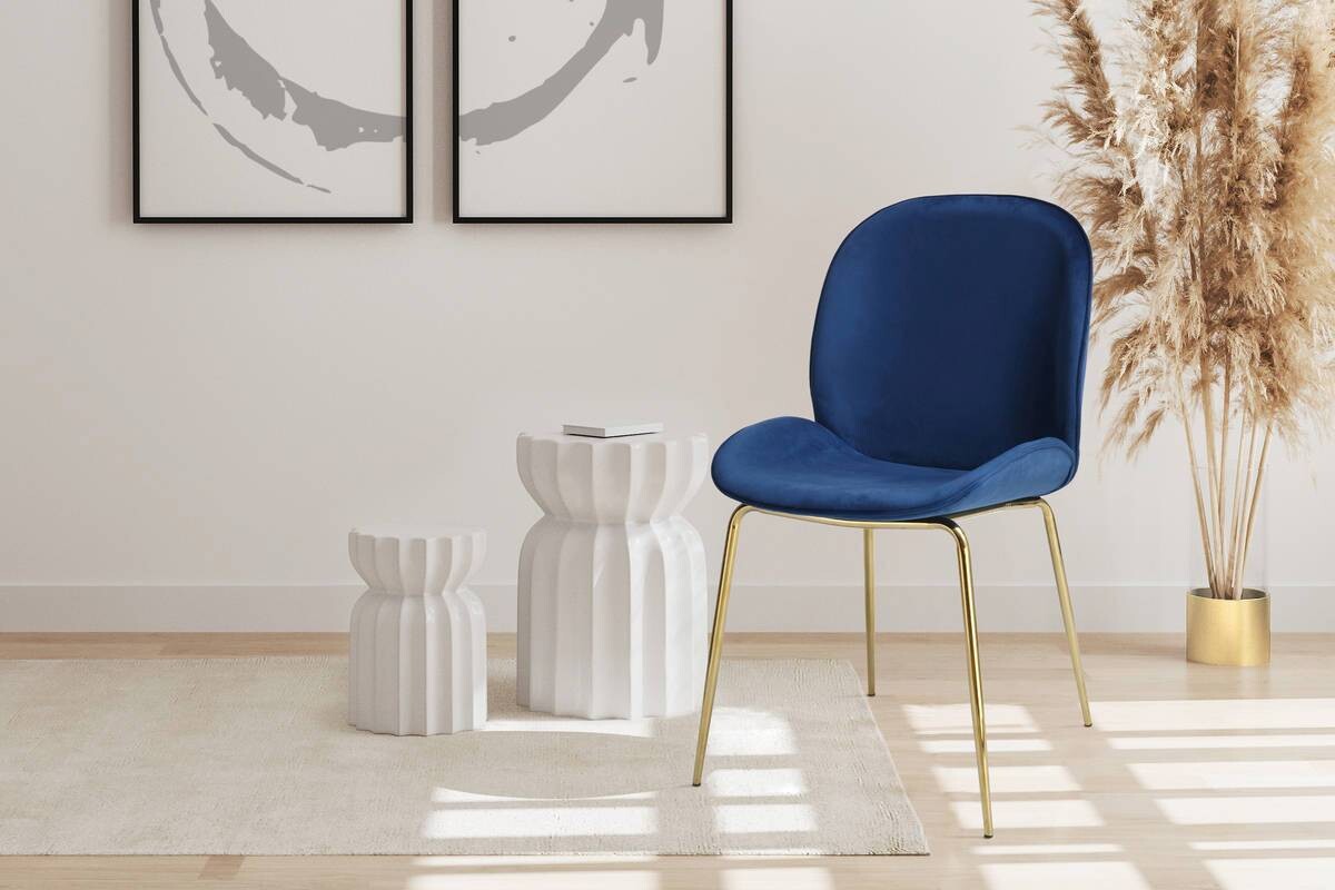 Stuhl Charlize 100 2er blau Microfaser B/H/T: ca. 48x87x59 cm