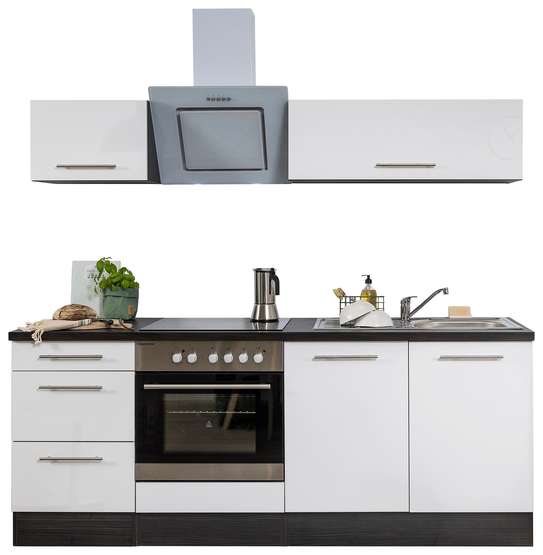 Respekta Küchenblock Amanda weiß Hochglanz B/H/T: ca. 210x200x60 cm