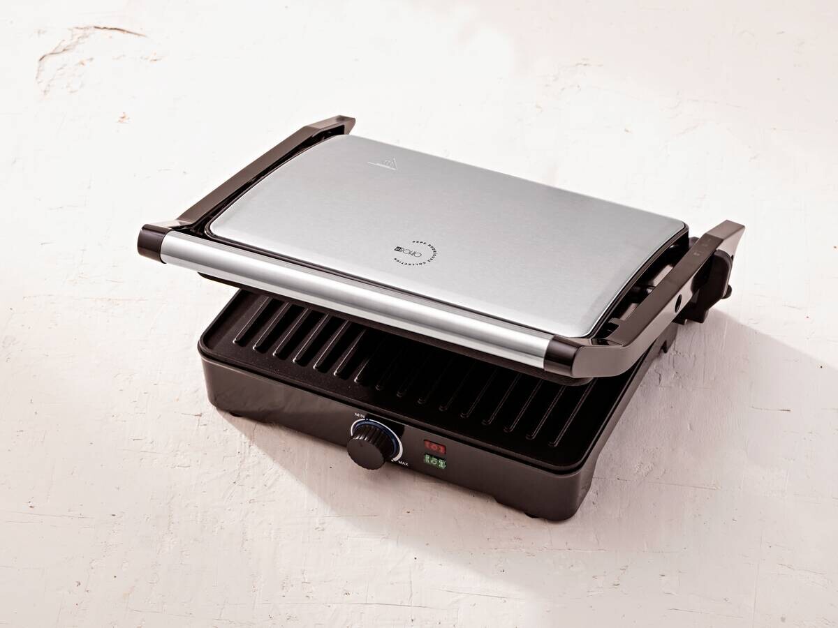 BERGNER Kontaktgrill silber B/H/L: ca. 15x37x38 cm