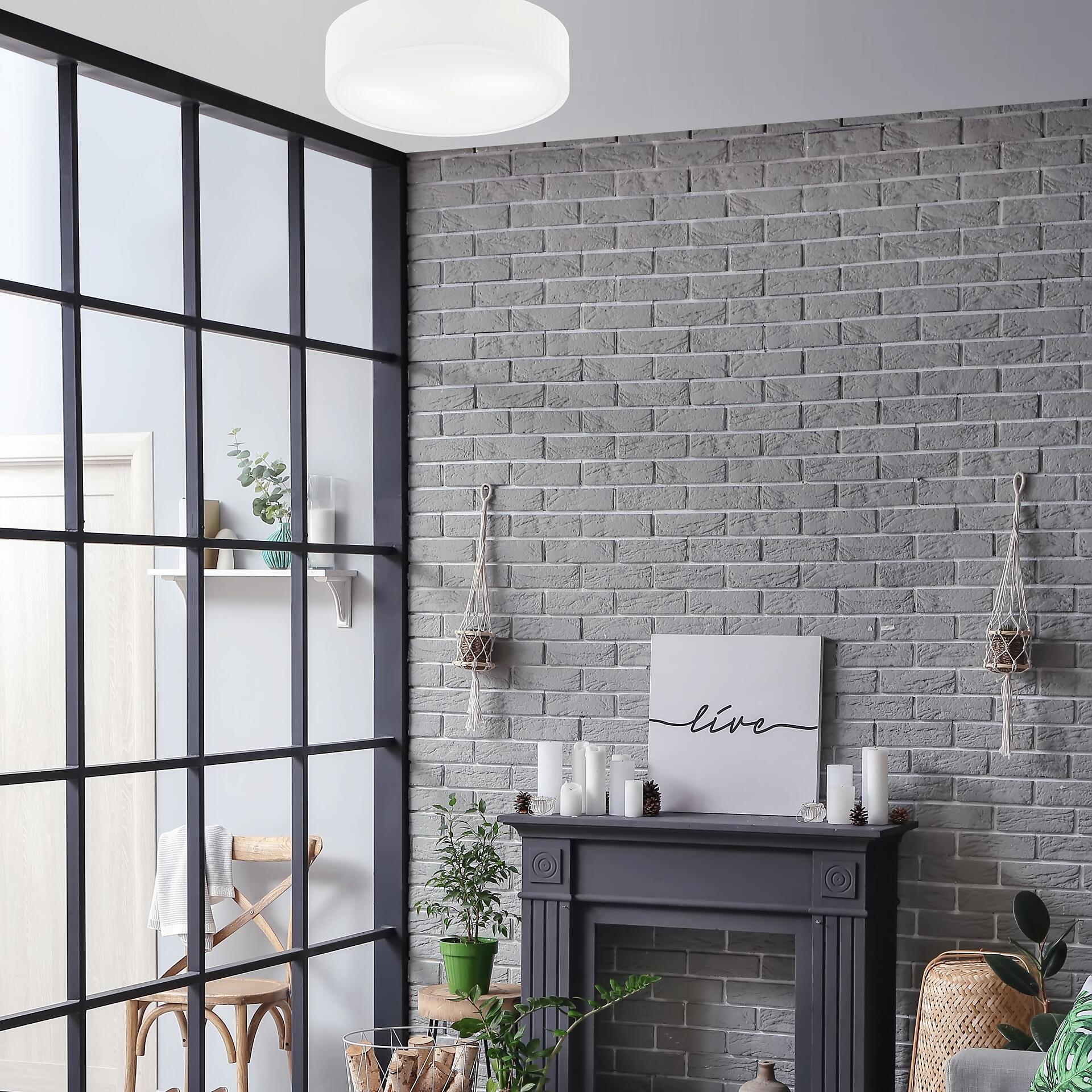 Lamkur Deckenleuchte DANTE 43975 weiß Glas Stahl H/L: ca. 8x37 cm E27 2 Brennstellen