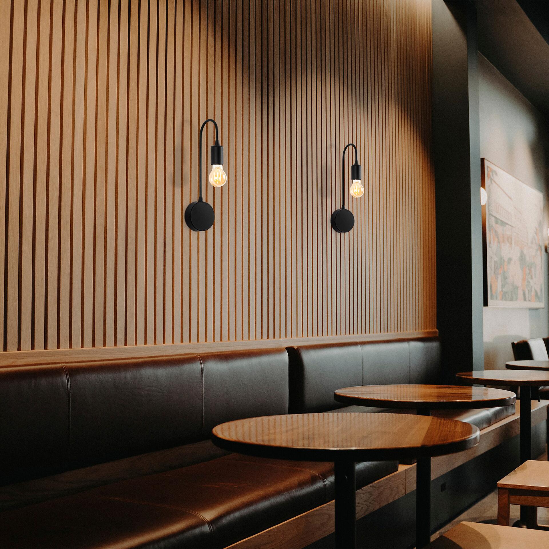 Opviq Wandleuchte schwarz Metall B/H/L: ca. 14x38x10 cm E27 1 Brennstellen