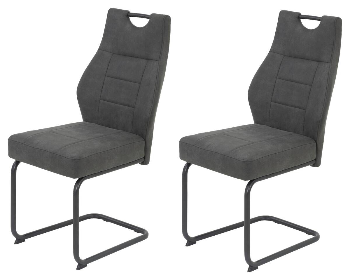 Schwingstuhl Linda II, 2er-Set anthrazit Metall Microfaser B/H/T: ca. 44x97x65 cm