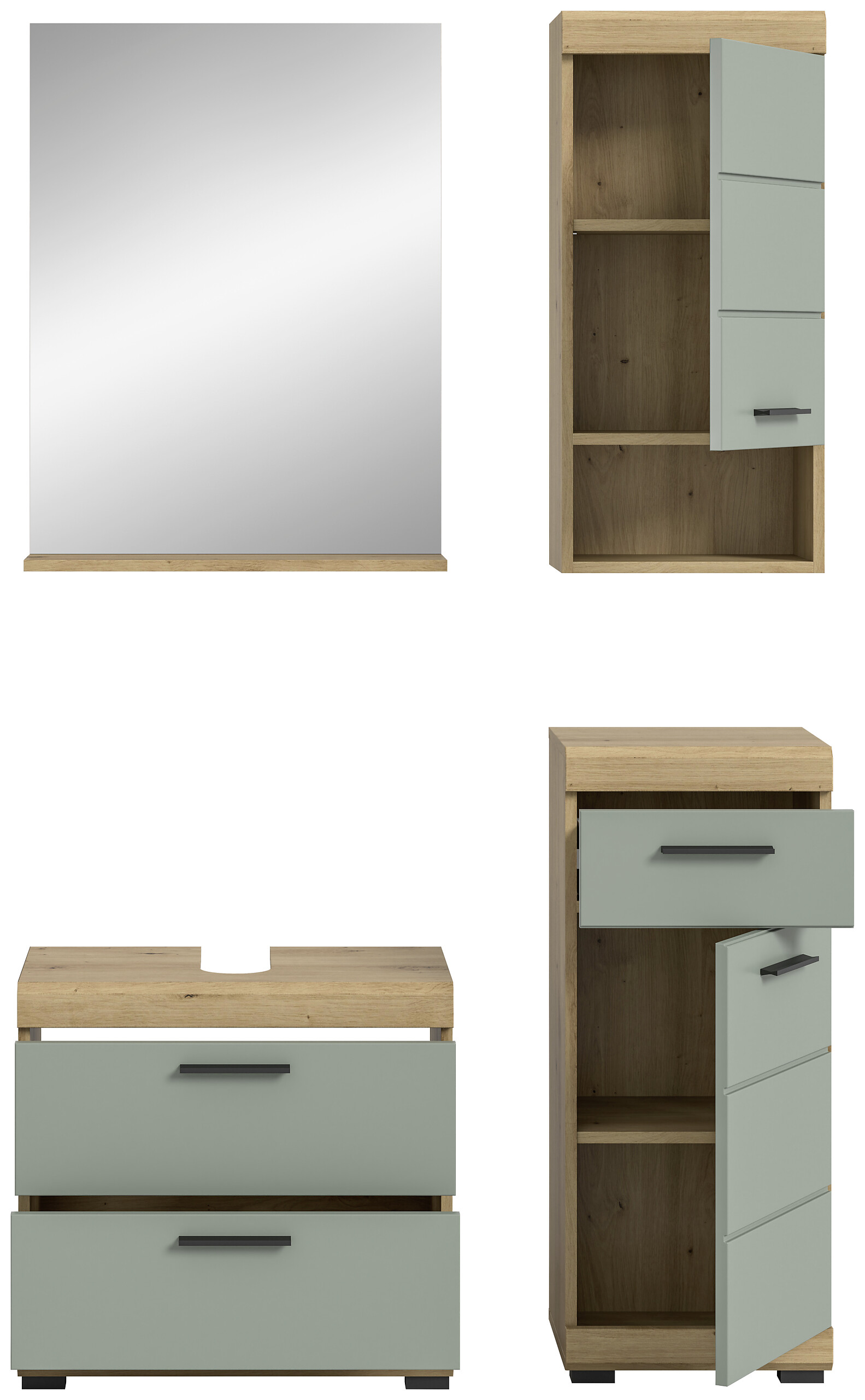 Badezimmer-Set Scout Eiche Artisan Nachbildung salbei Nachbildung B/H/T: ca. 112x191x37 cm