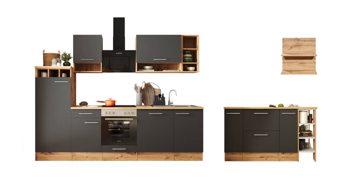 Respekta Küchenblock Hilde grau matt B/H/T: ca. 280x205x60 cm