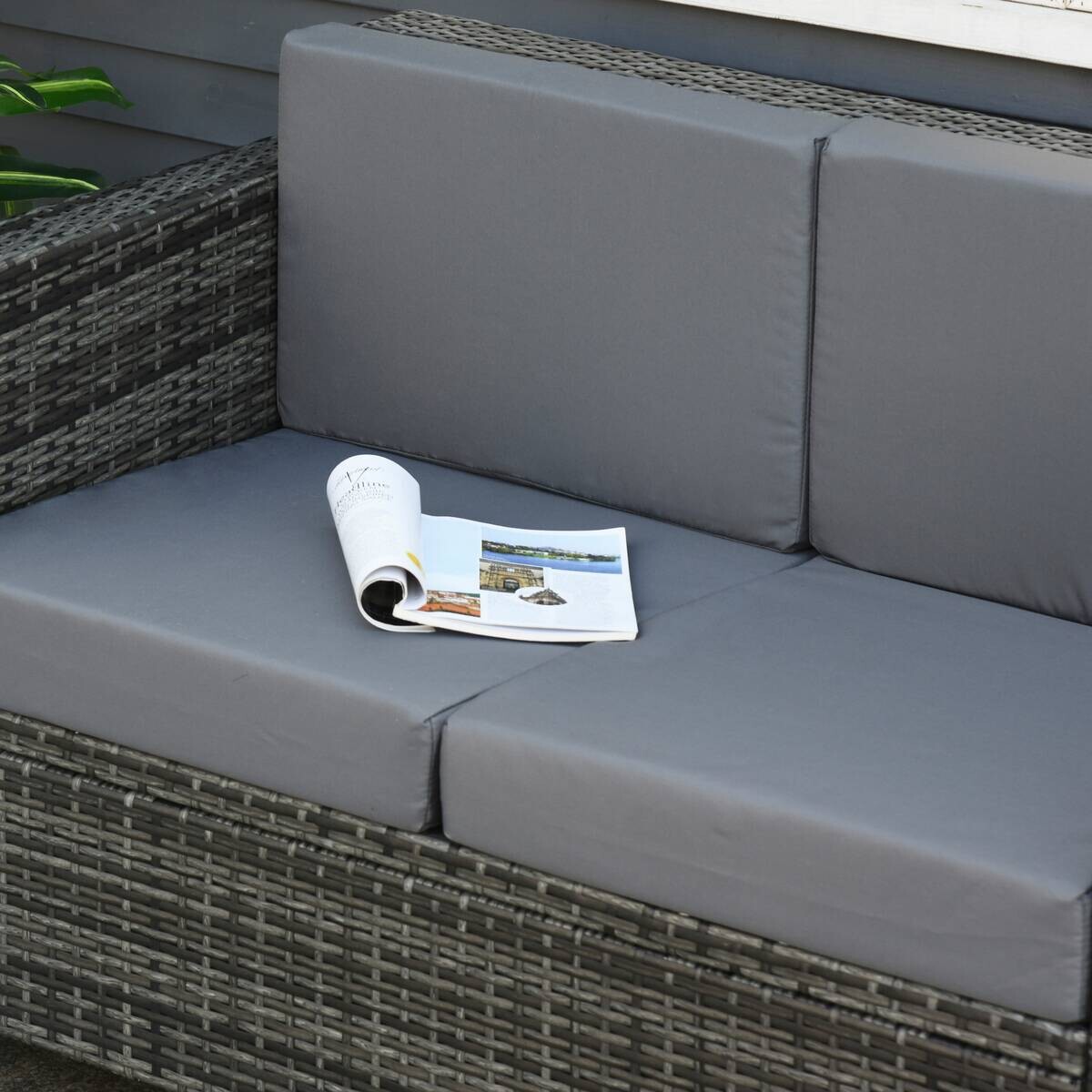 Outsunny Gartensofa grau Polyrattan B/H/L: ca. 70x130x80 cm