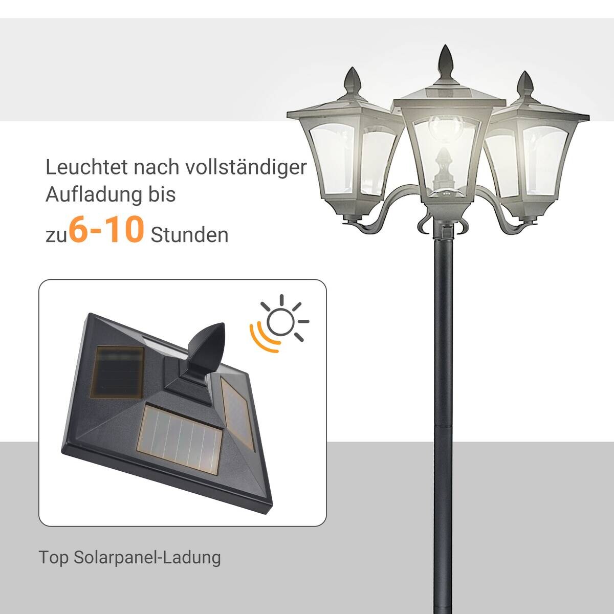 Solar Gartenleuchte 842-109 842-109 schwarz Edelstahl Kunststoff B/H/L: ca. 47x182,5x51,5 cm