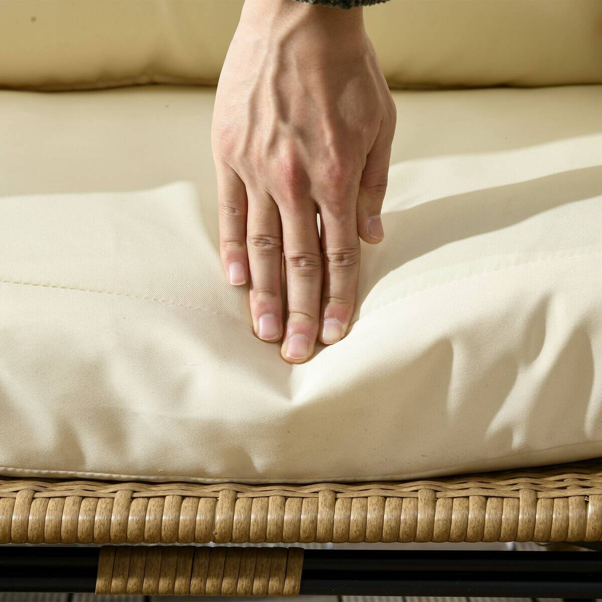 Outsunny Gartensessel khaki Polypropylen B/H/L: ca. 90x105x148 cm