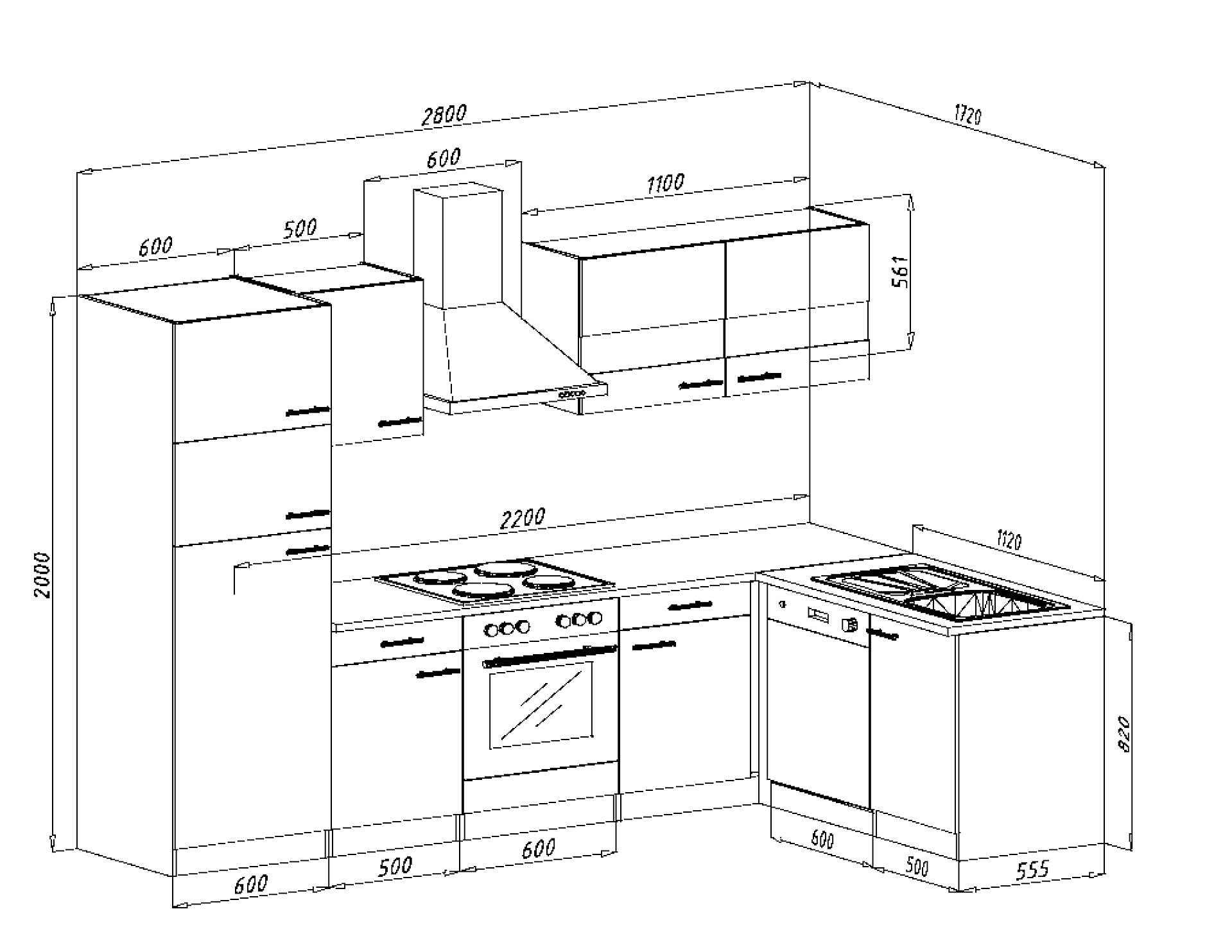 Respekta Winkelküche Economy grau matt B/H/T: ca. 280x200x172 cm