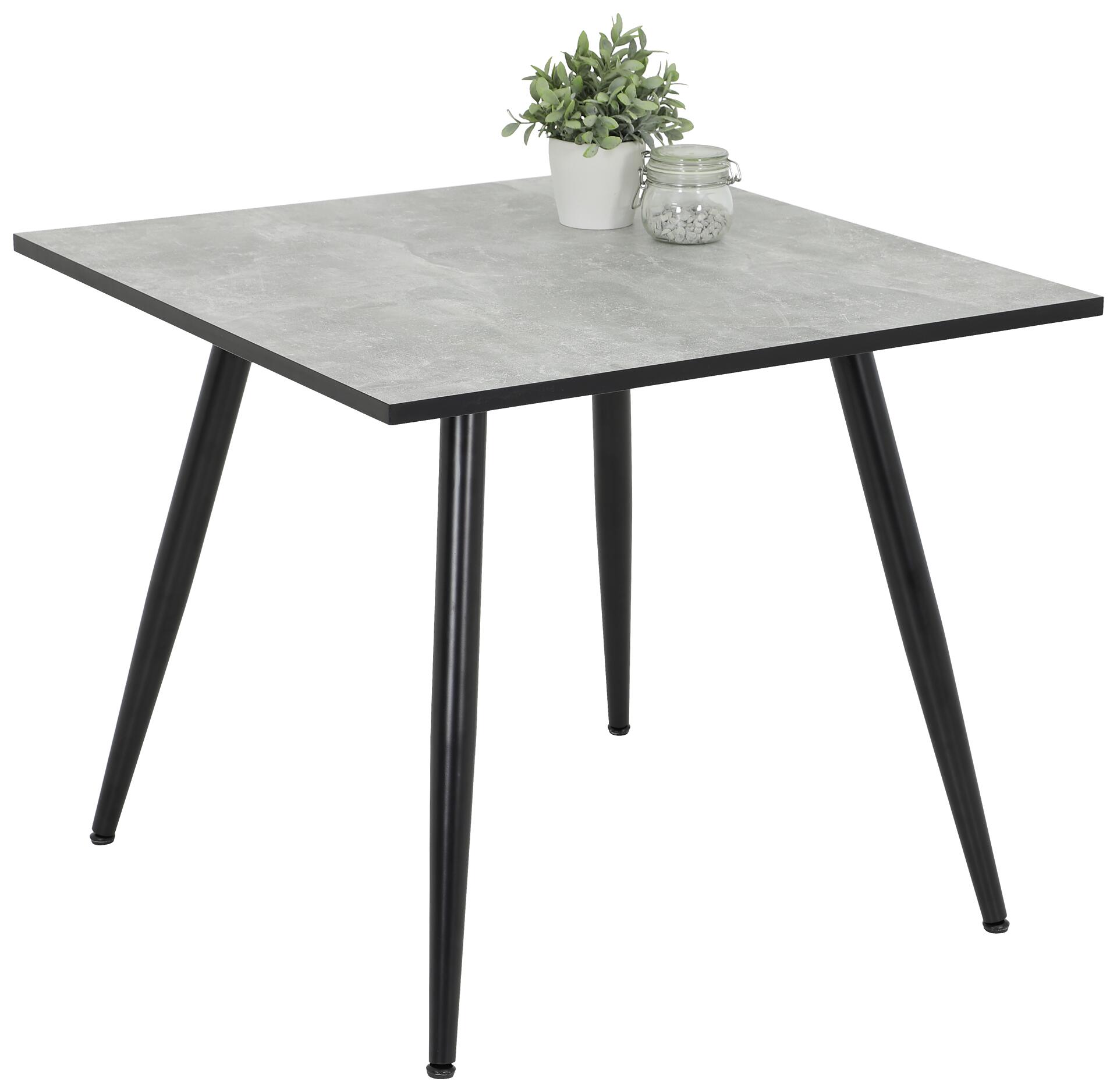 Esstisch Alena Beton Optik schwarz B/H/T: ca. 90x76x90 cm