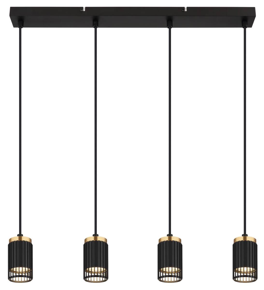 GLOBO Pendelleuchte mattschwarz Metall Aluminium B/H/T/L: ca. 6x120x60x60 cm GU10 4 Brennstellen