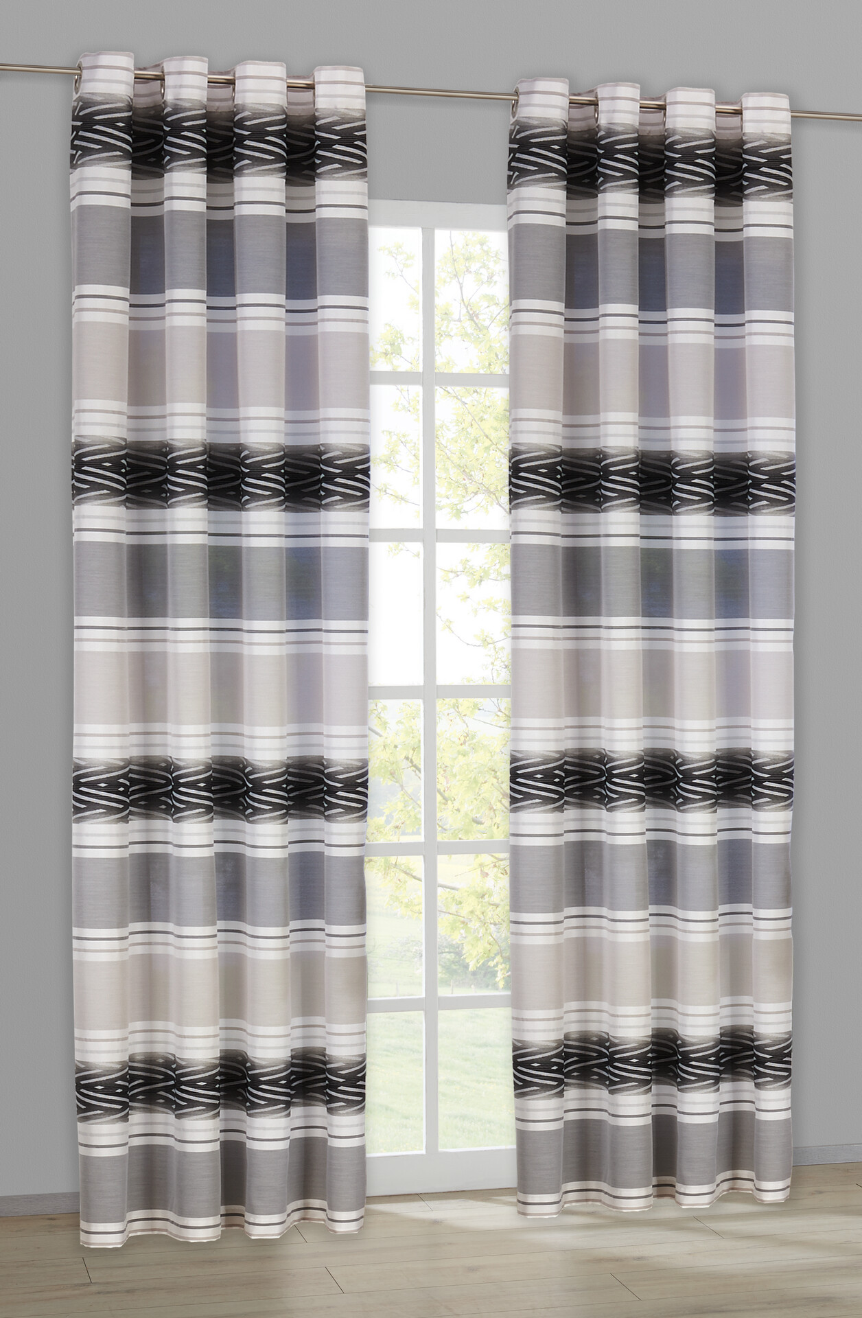 POCOline Ösenvorhang Sharon anthrazit B/L: ca. 140x245 cm