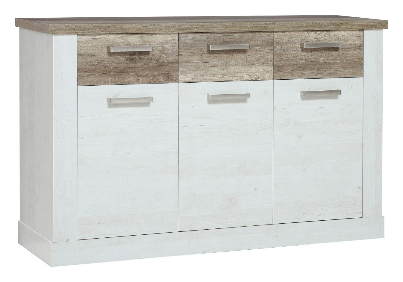 Kommode  weiß Pinie Nachbildung Eiche Antik Nachbildung B/H/T: ca. 140,8x90,3x41,3 cm