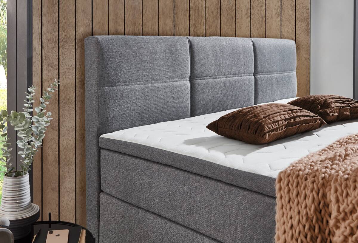 Boxspringbett Kenora grau Liegefläche B/L: ca. 140x200 cm