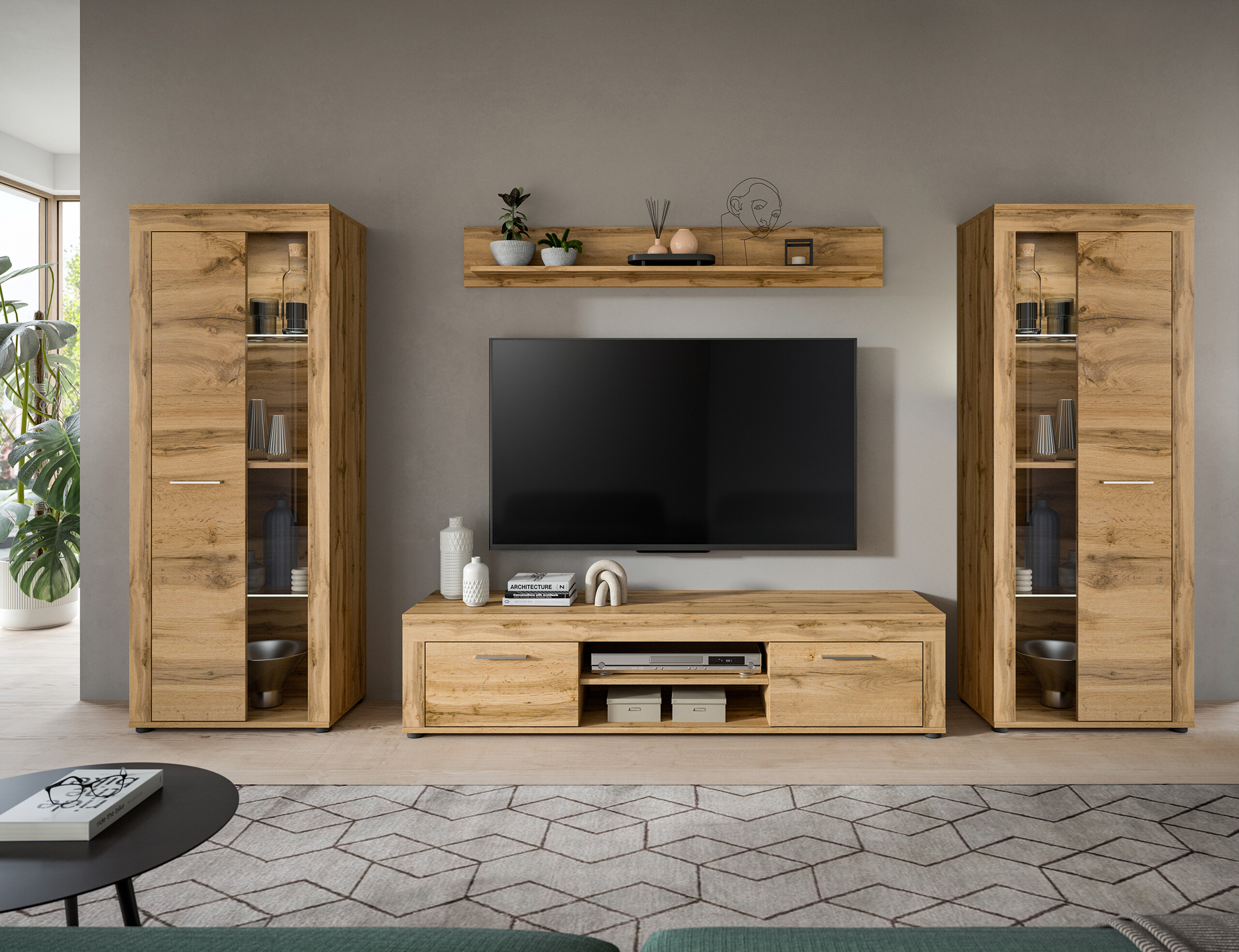 Wohnwand Jam Eiche Wotan Nachbildung B/H/T: ca. 310x159x35 cm