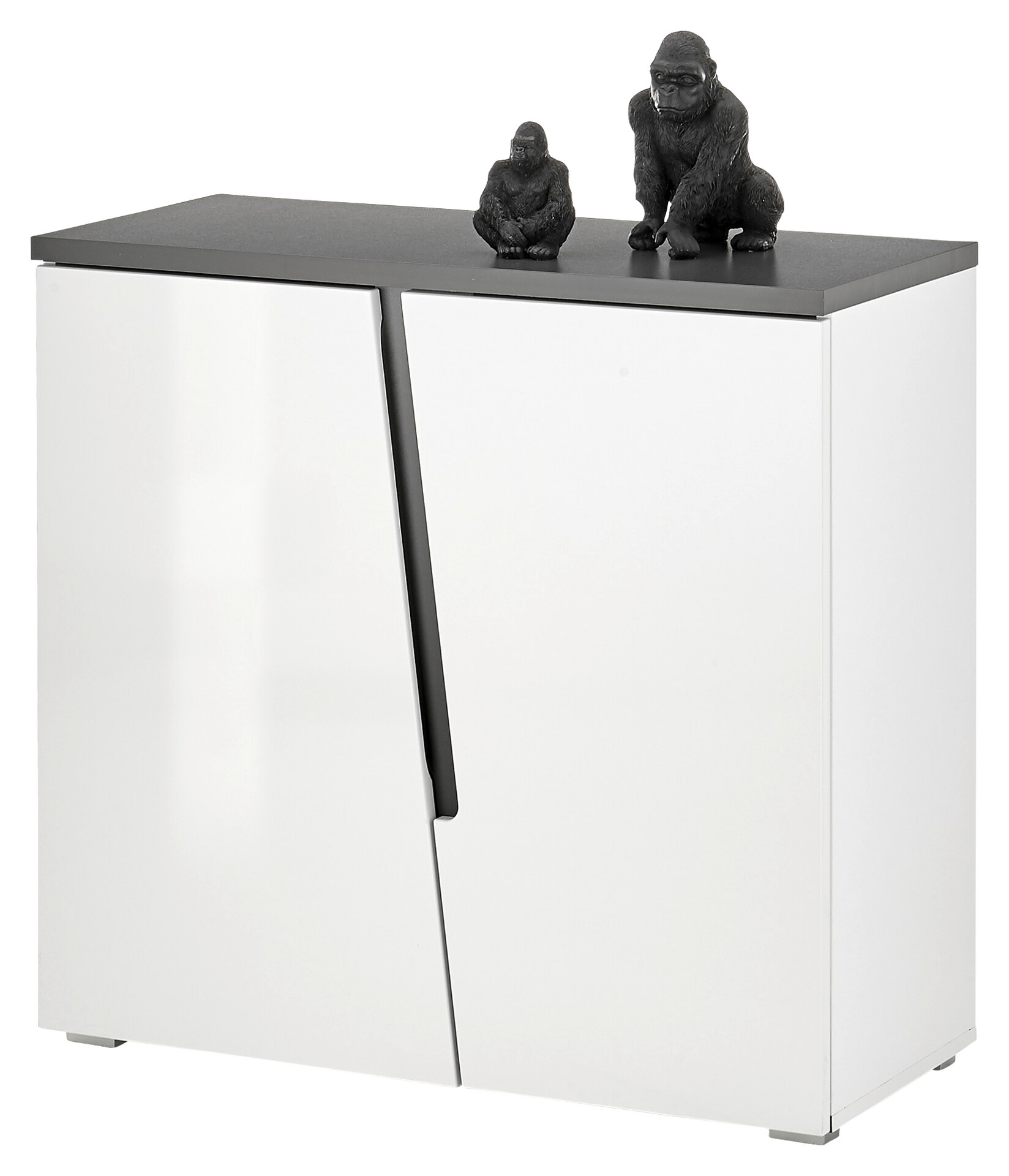 Kommode Boston weiß Hochglanz anthrazit B/H/T: ca. 88x83x38 cm