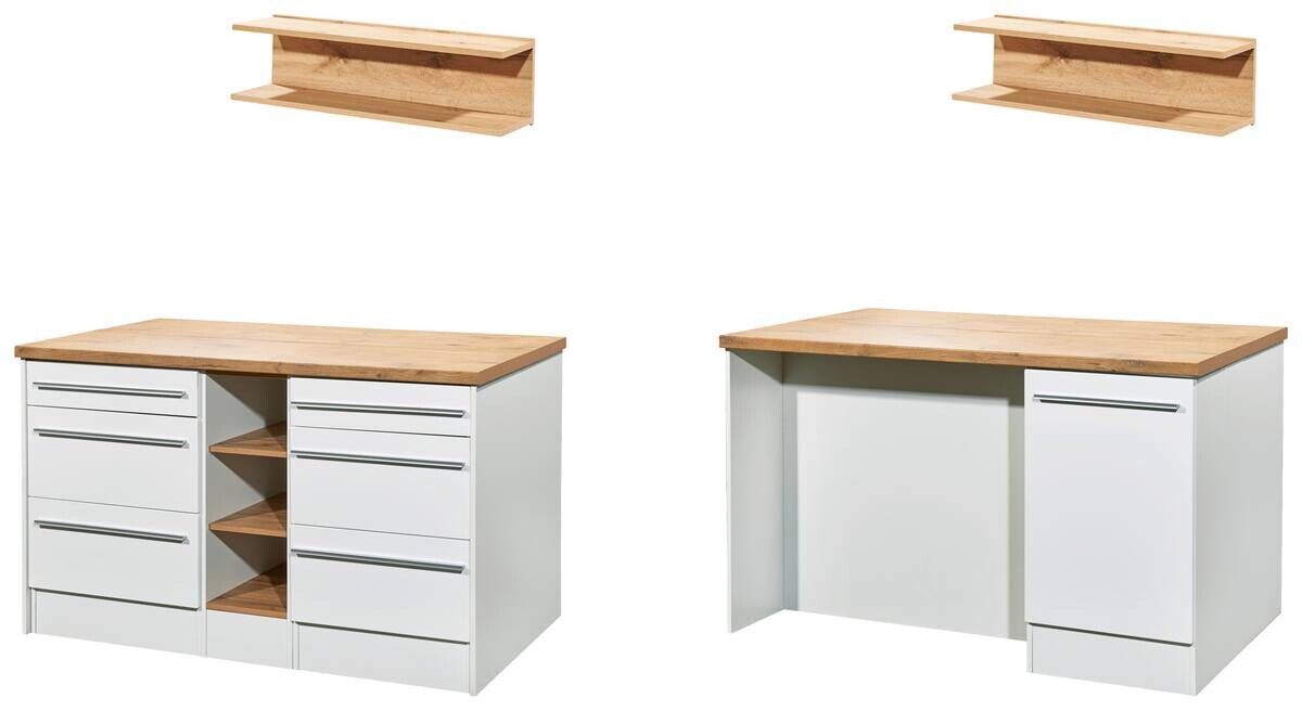 Respekta Inselküche Gabriel weiß Hochglanz