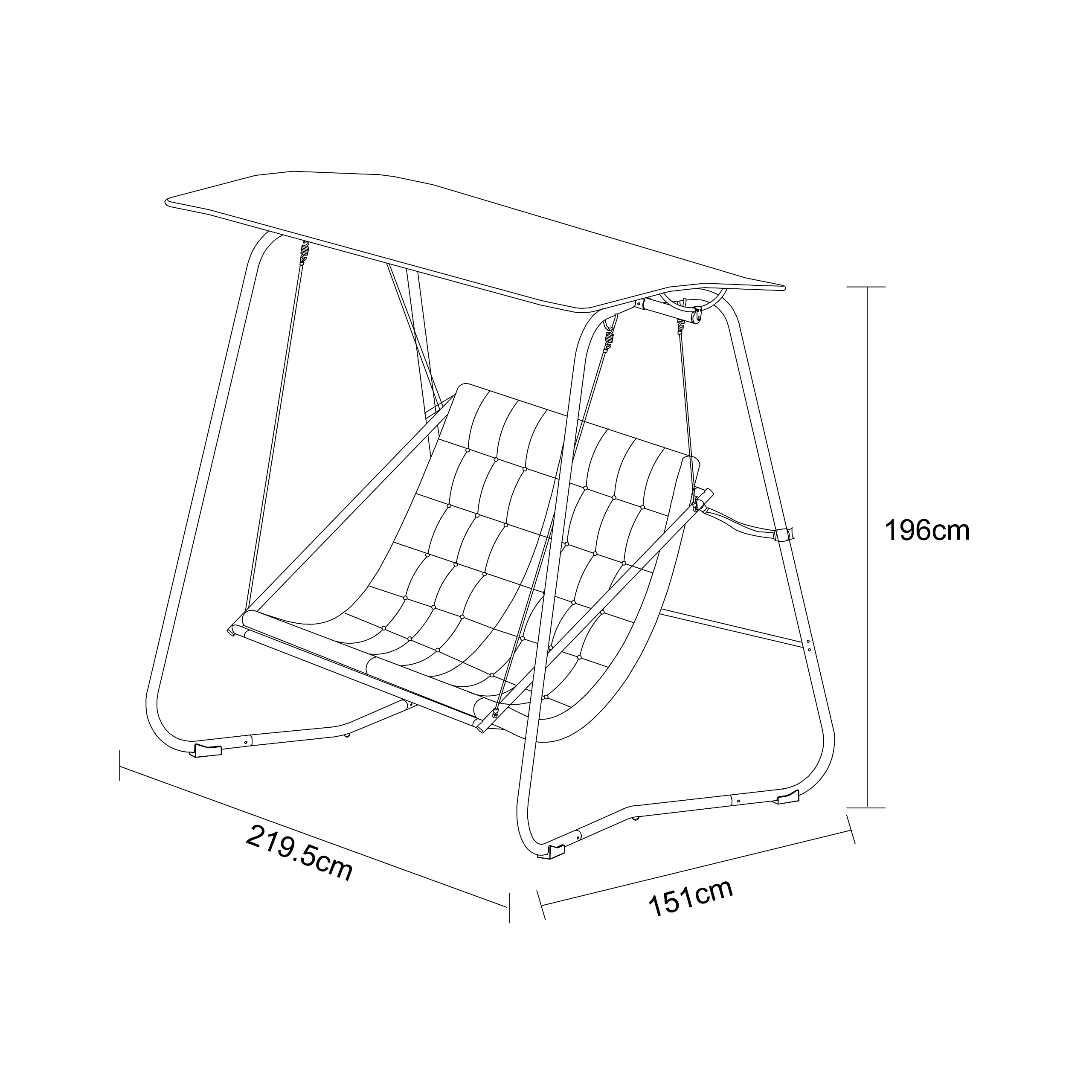 POCOline Hollywoodschaukel hellgrau Stahl B/H/L: ca. 151x195x220 cm